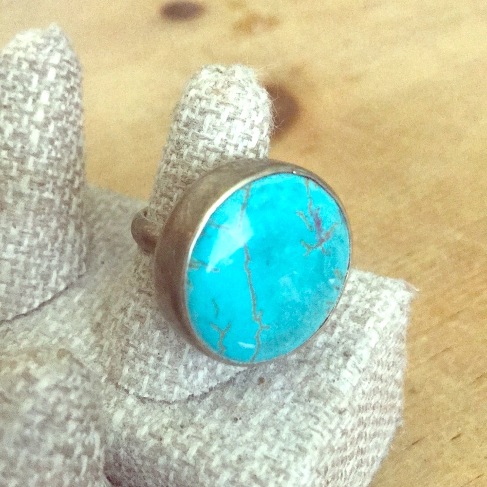 Turquoise and silver adjustable ring